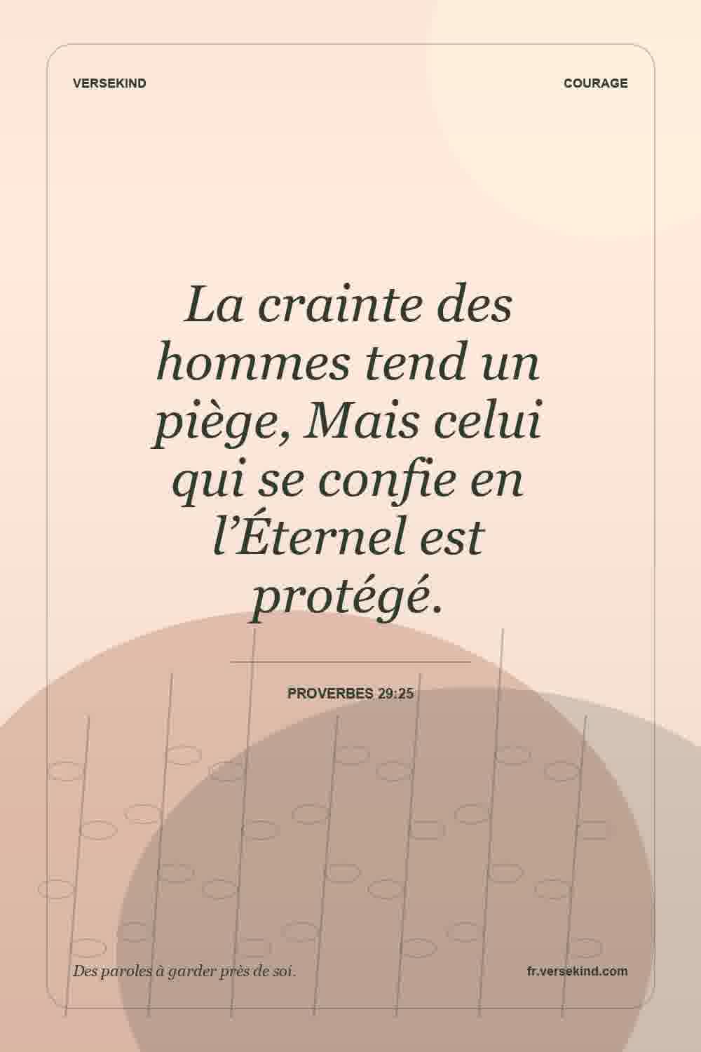 La crainte des hommes tend un piège, Mais celui qui se confie en l’Éternel est protégé. — Proverbes 29:25