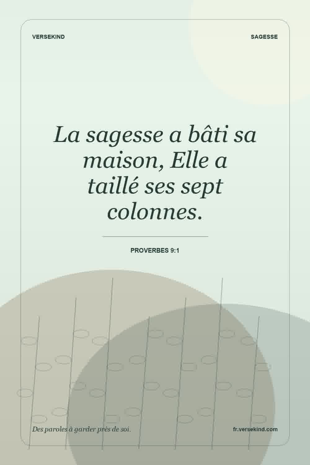 La sagesse a bâti sa maison, Elle a taillé ses sept colonnes. — Proverbes 9:1
