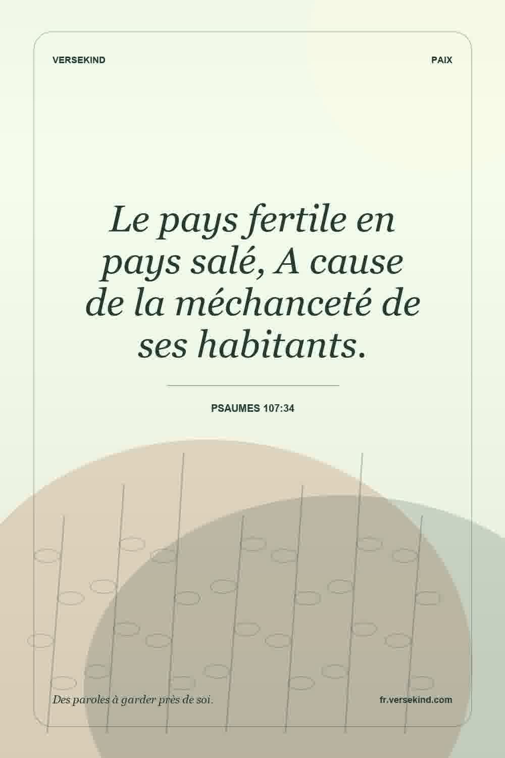 Le pays fertile en pays salé, A cause de la méchanceté de ses habitants. — Psaumes 107:34