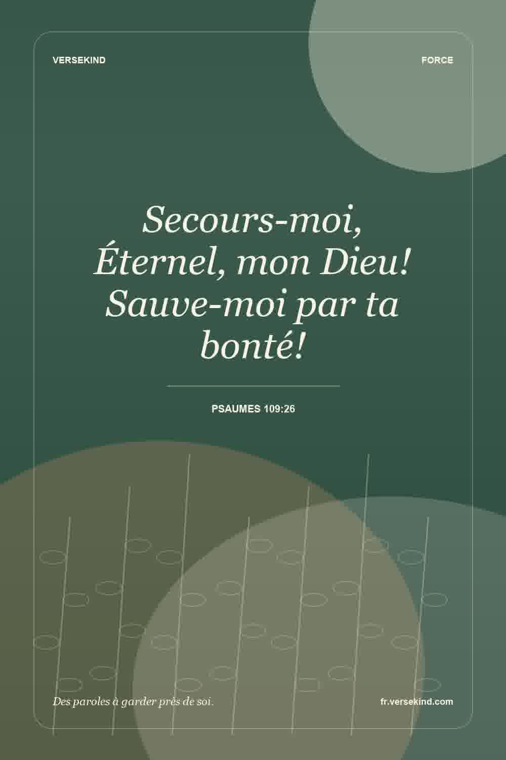 Secours-moi, Éternel, mon Dieu! Sauve-moi par ta bonté! — Psaumes 109:26