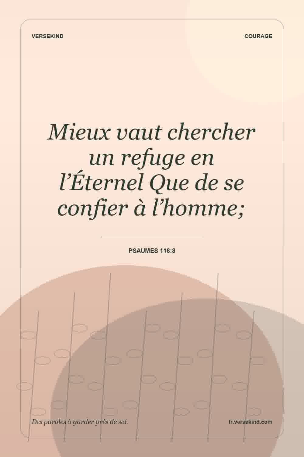 Mieux vaut chercher un refuge en l’Éternel Que de se confier à l’homme; — Psaumes 118:8