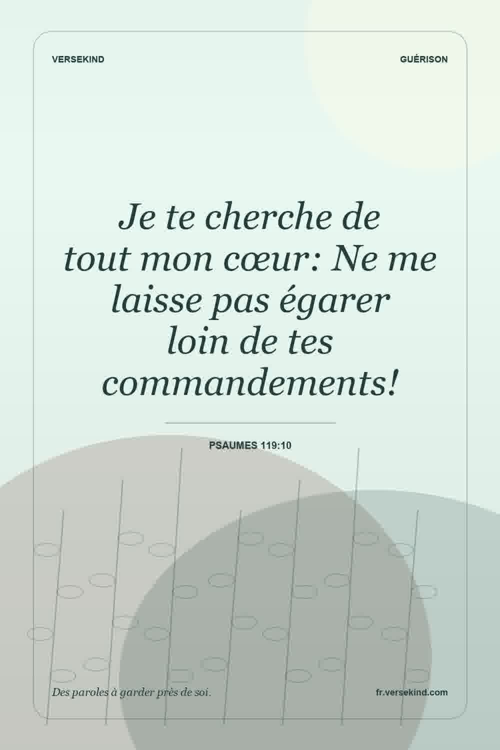 Je te cherche de tout mon cœur: Ne me laisse pas égarer loin de tes commandements! — Psaumes 119:10
