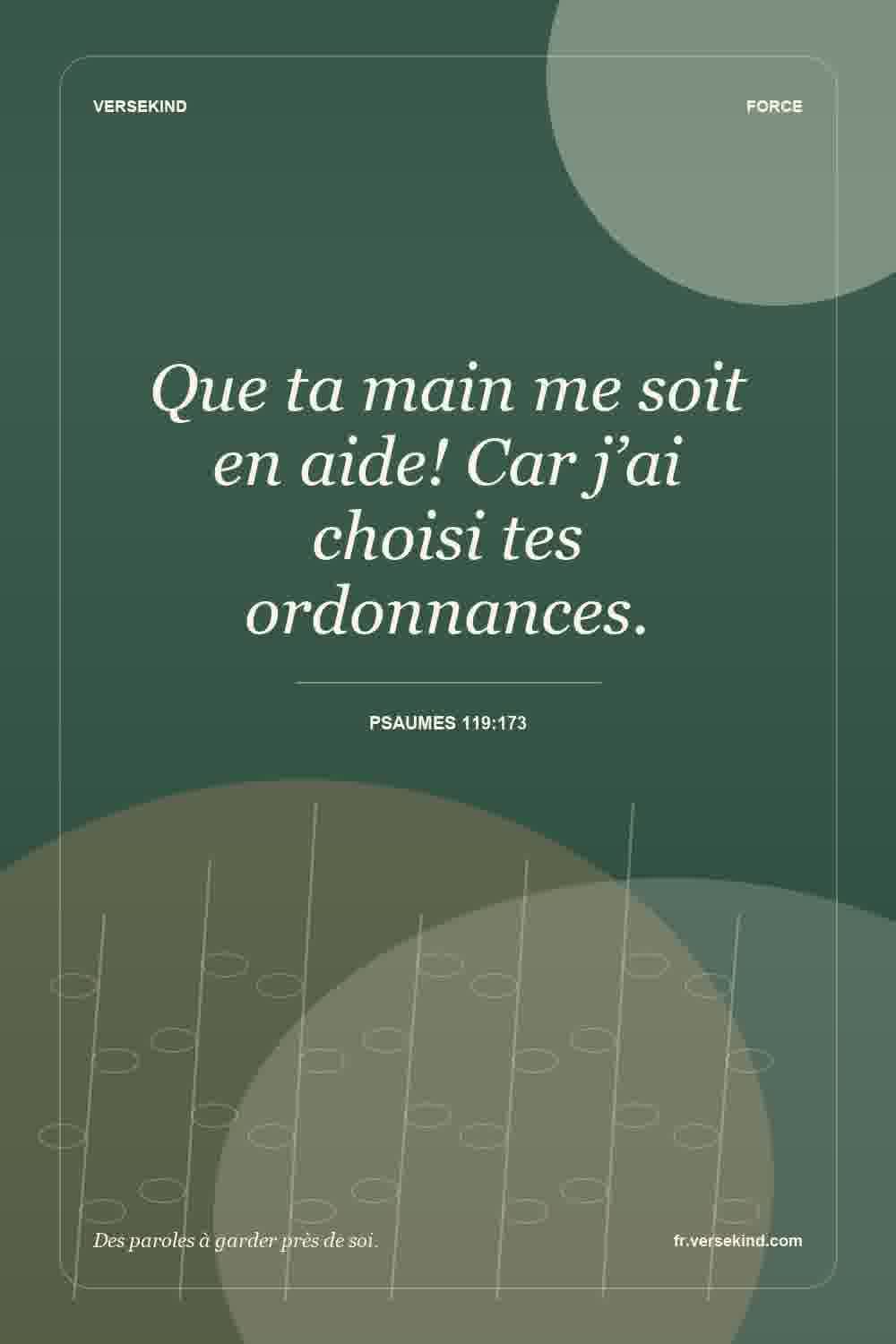 Que ta main me soit en aide! Car j’ai choisi tes ordonnances. — Psaumes 119:173