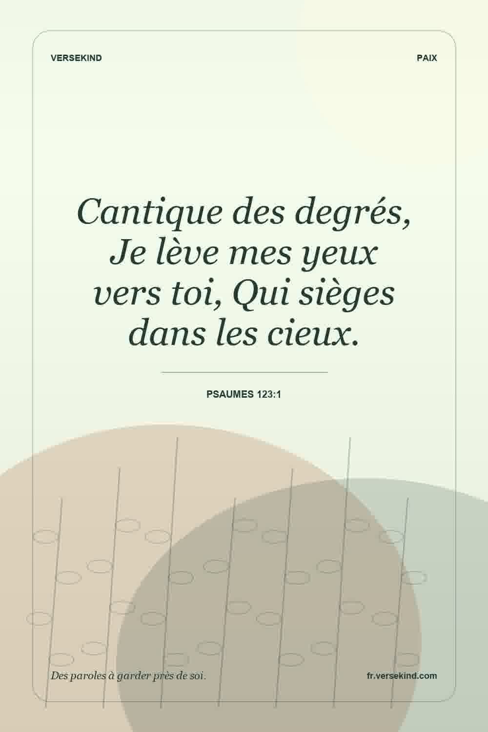 Cantique des degrés, Je lève mes yeux vers toi, Qui sièges dans les cieux. — Psaumes 123:1