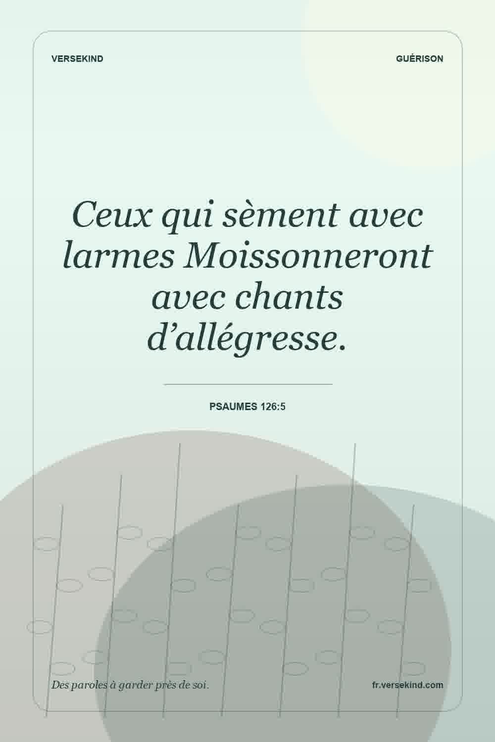 Ceux qui sèment avec larmes Moissonneront avec chants d’allégresse. — Psaumes 126:5