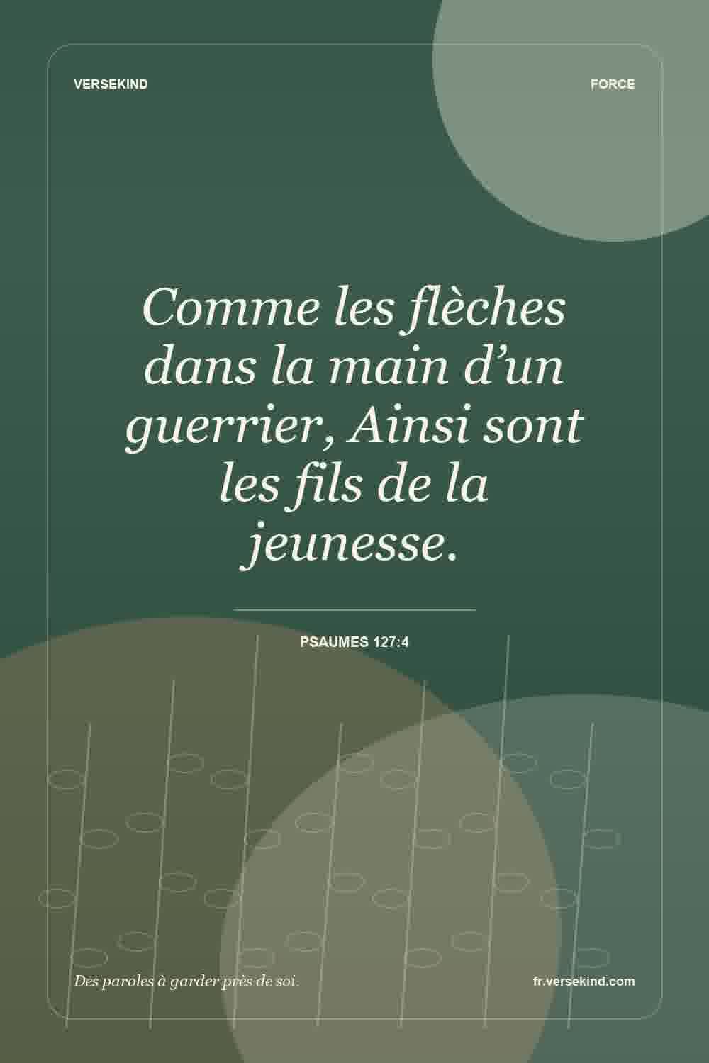 Comme les flèches dans la main d’un guerrier, Ainsi sont les fils de la jeunesse. — Psaumes 127:4
