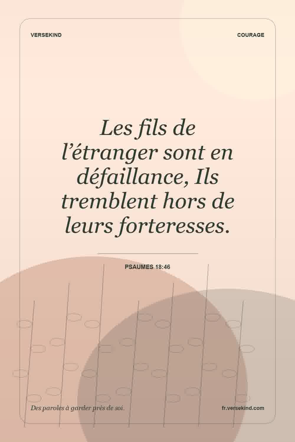 Les fils de l’étranger sont en défaillance, Ils tremblent hors de leurs forteresses. — Psaumes 18:46