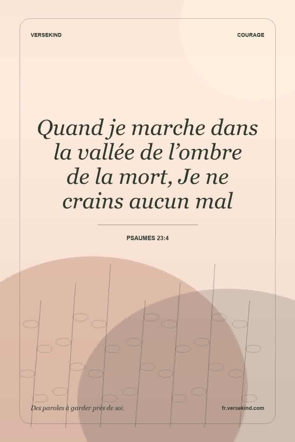 Quand je marche dans la vallée de l’ombre de la mort, Je ne crains aucun mal — Psaumes 23:4