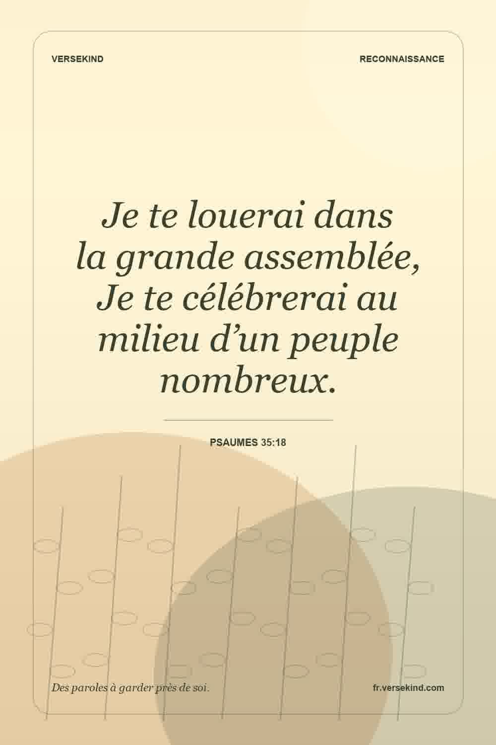 Je te louerai dans la grande assemblée, Je te célébrerai au milieu d’un peuple nombreux. — Psaumes 35:18