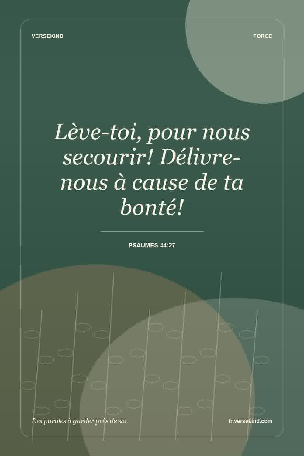 Lève-toi, pour nous secourir! Délivre-nous à cause de ta bonté! — Psaumes 44:27