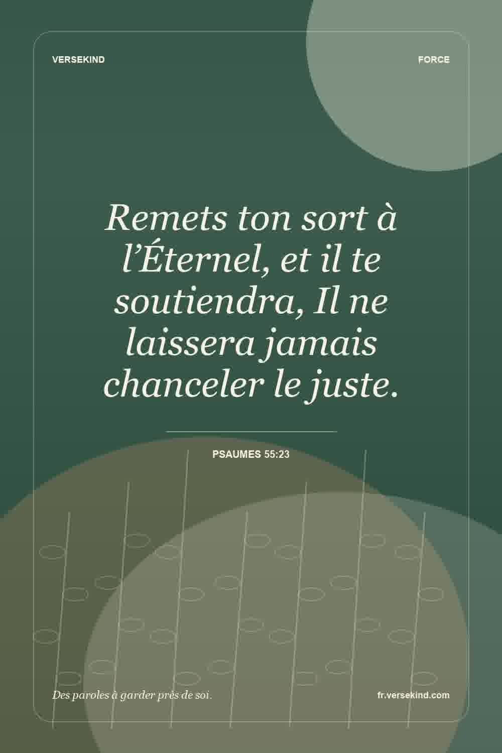 Remets ton sort à l’Éternel, et il te soutiendra, Il ne laissera jamais chanceler le juste. — Psaumes 55:23