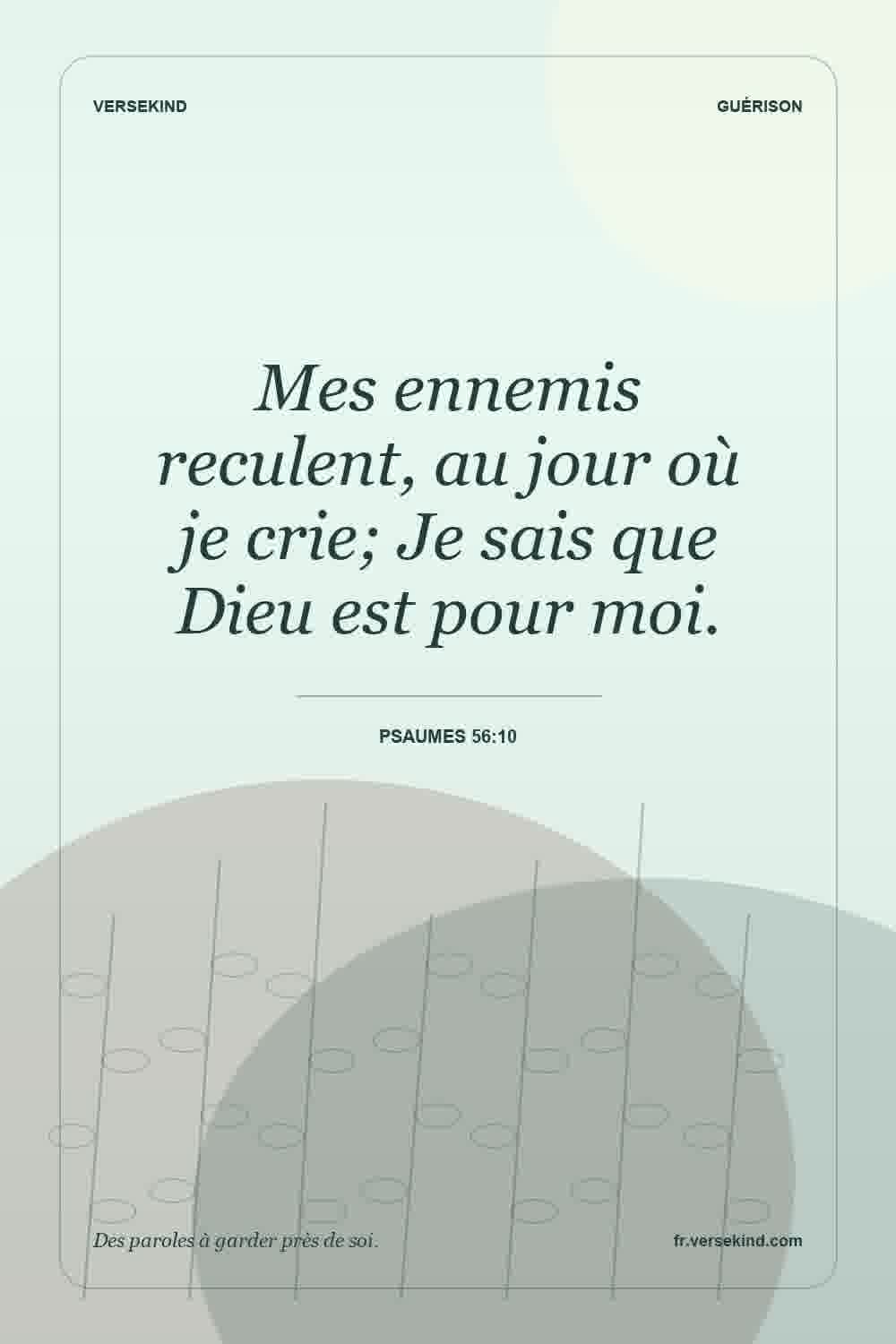 Mes ennemis reculent, au jour où je crie; Je sais que Dieu est pour moi. — Psaumes 56:10