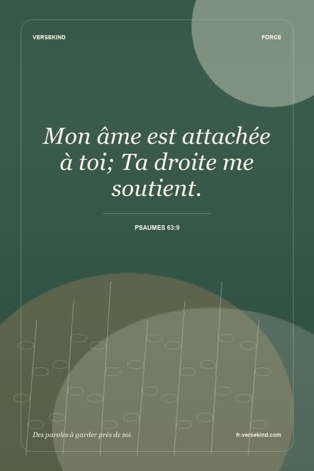 Mon âme est attachée à toi; Ta droite me soutient. — Psaumes 63:9