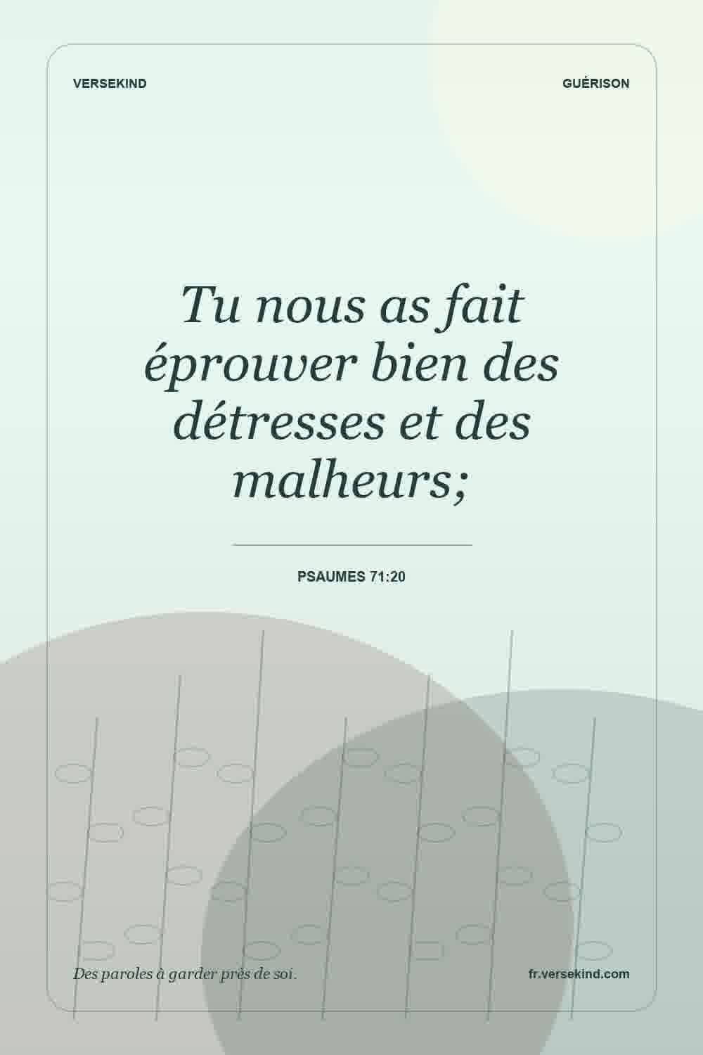 Tu nous as fait éprouver bien des détresses et des malheurs; — Psaumes 71:20