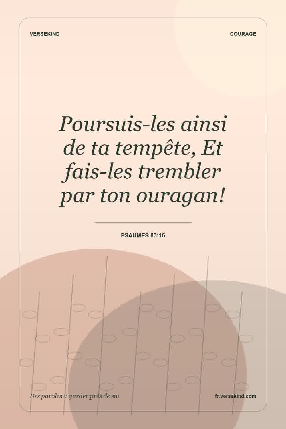 Poursuis-les ainsi de ta tempête, Et fais-les trembler par ton ouragan! — Psaumes 83:16