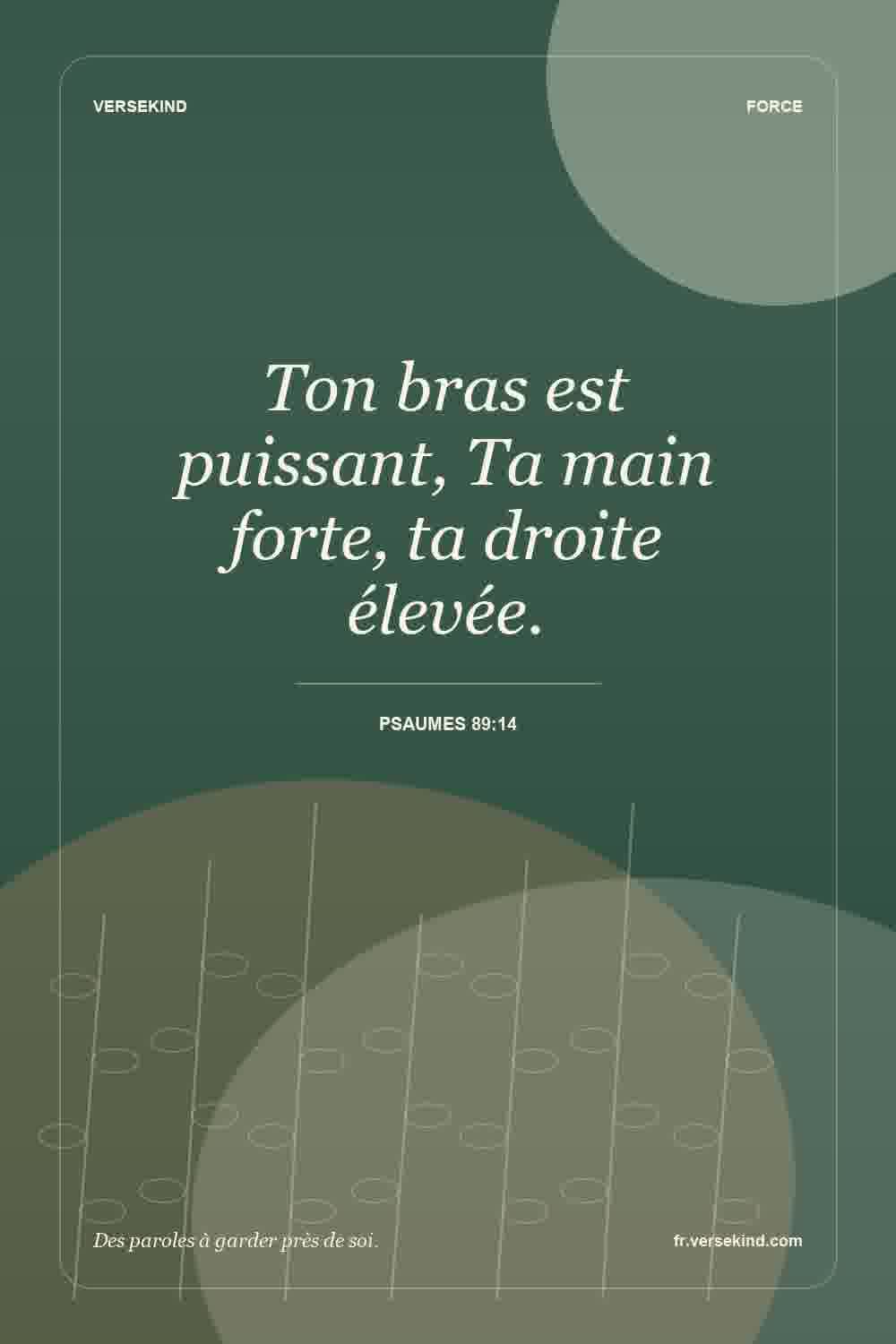 Ton bras est puissant, Ta main forte, ta droite élevée. — Psaumes 89:14
