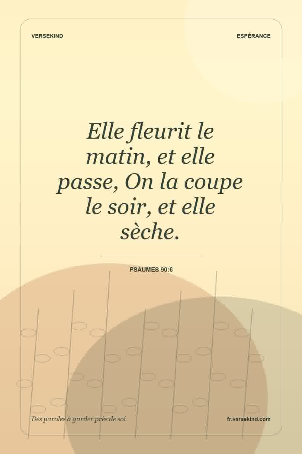 Elle fleurit le matin, et elle passe, On la coupe le soir, et elle sèche. — Psaumes 90:6