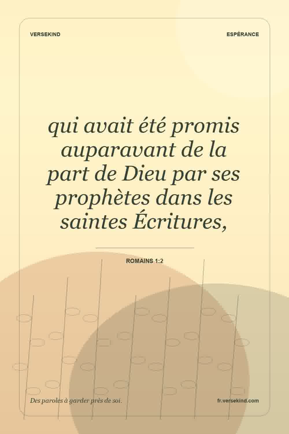 qui avait été promis auparavant de la part de Dieu par ses prophètes dans les saintes Écritures, — Romains 1:2