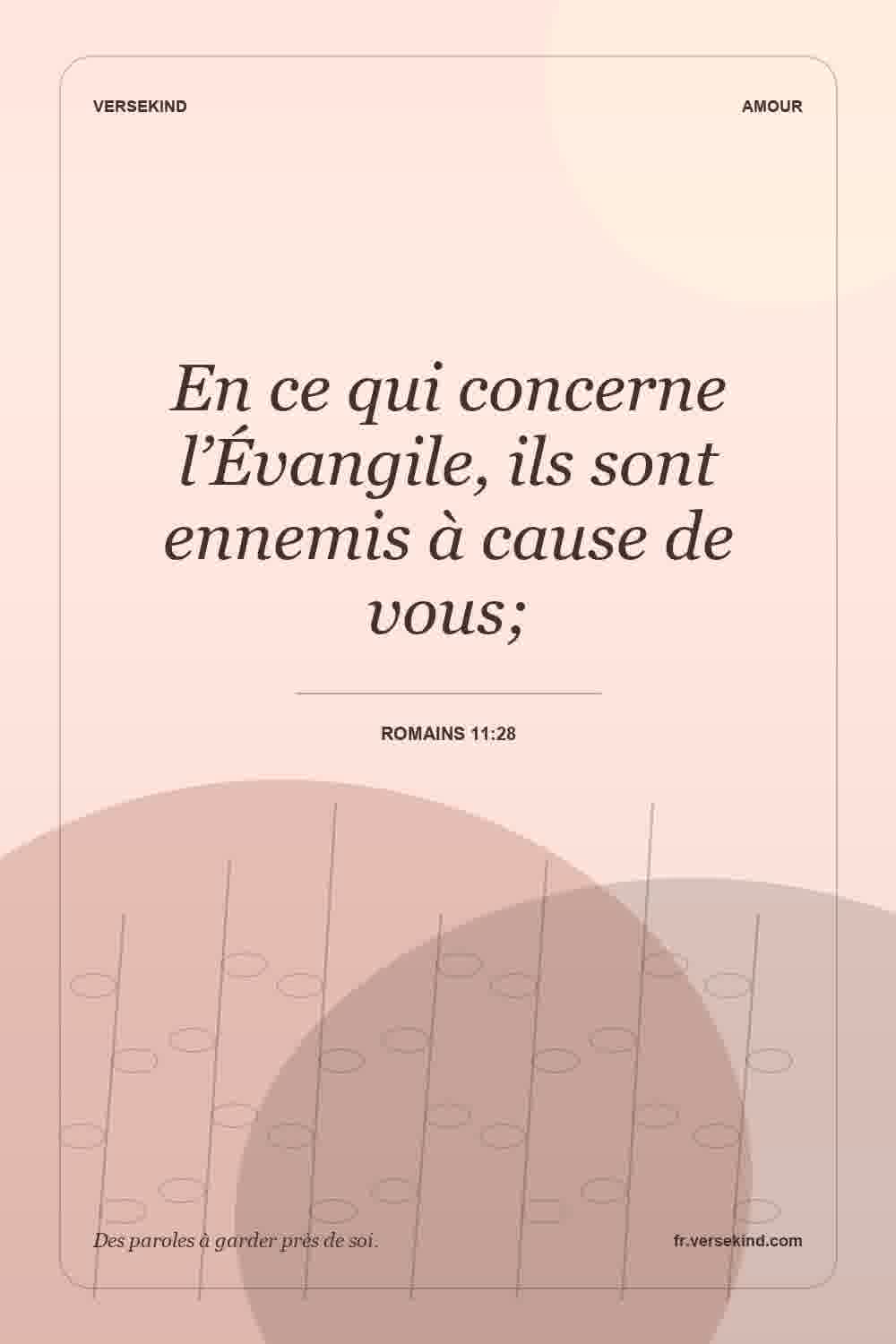En ce qui concerne l’Évangile, ils sont ennemis à cause de vous; — Romains 11:28