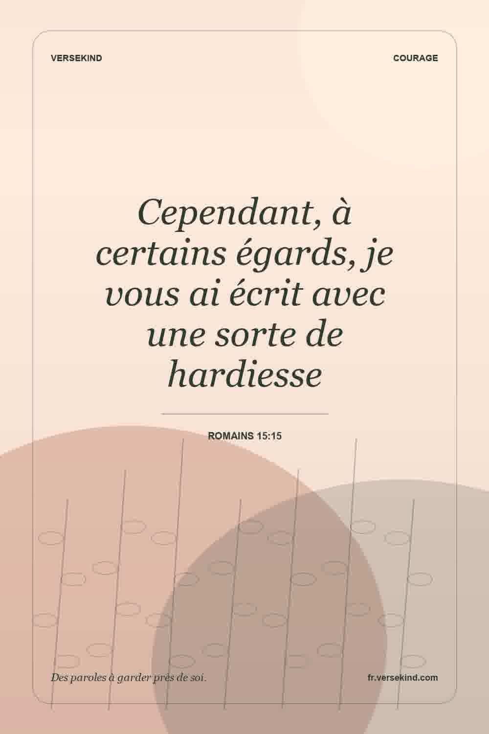 Cependant, à certains égards, je vous ai écrit avec une sorte de hardiesse — Romains 15:15