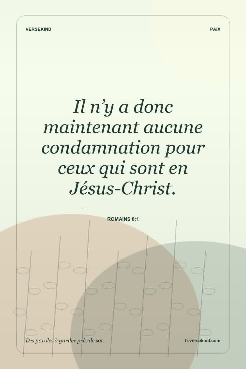Il n’y a donc maintenant aucune condamnation pour ceux qui sont en Jésus-Christ. — Romains 8:1