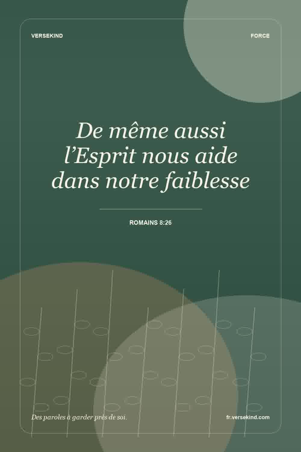 De même aussi l’Esprit nous aide dans notre faiblesse — Romains 8:26
