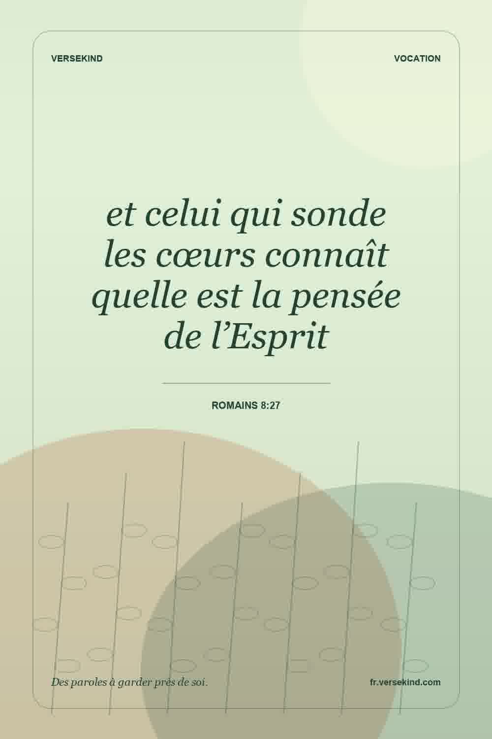 et celui qui sonde les cœurs connaît quelle est la pensée de l’Esprit — Romains 8:27