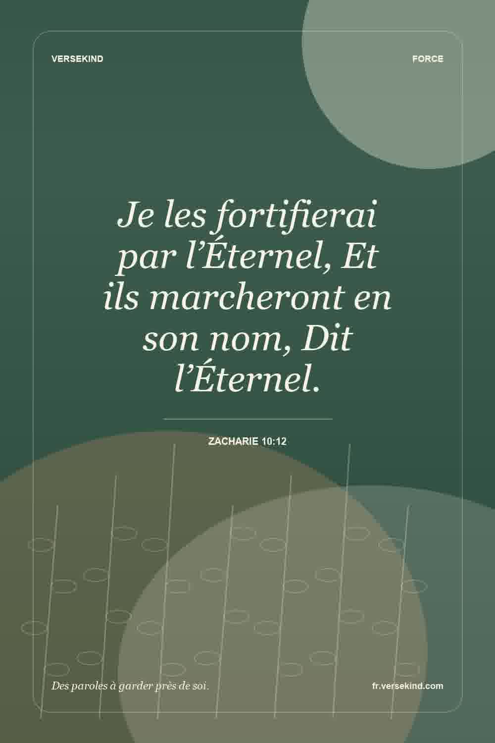 Je les fortifierai par l’Éternel, Et ils marcheront en son nom, Dit l’Éternel. — Zacharie 10:12